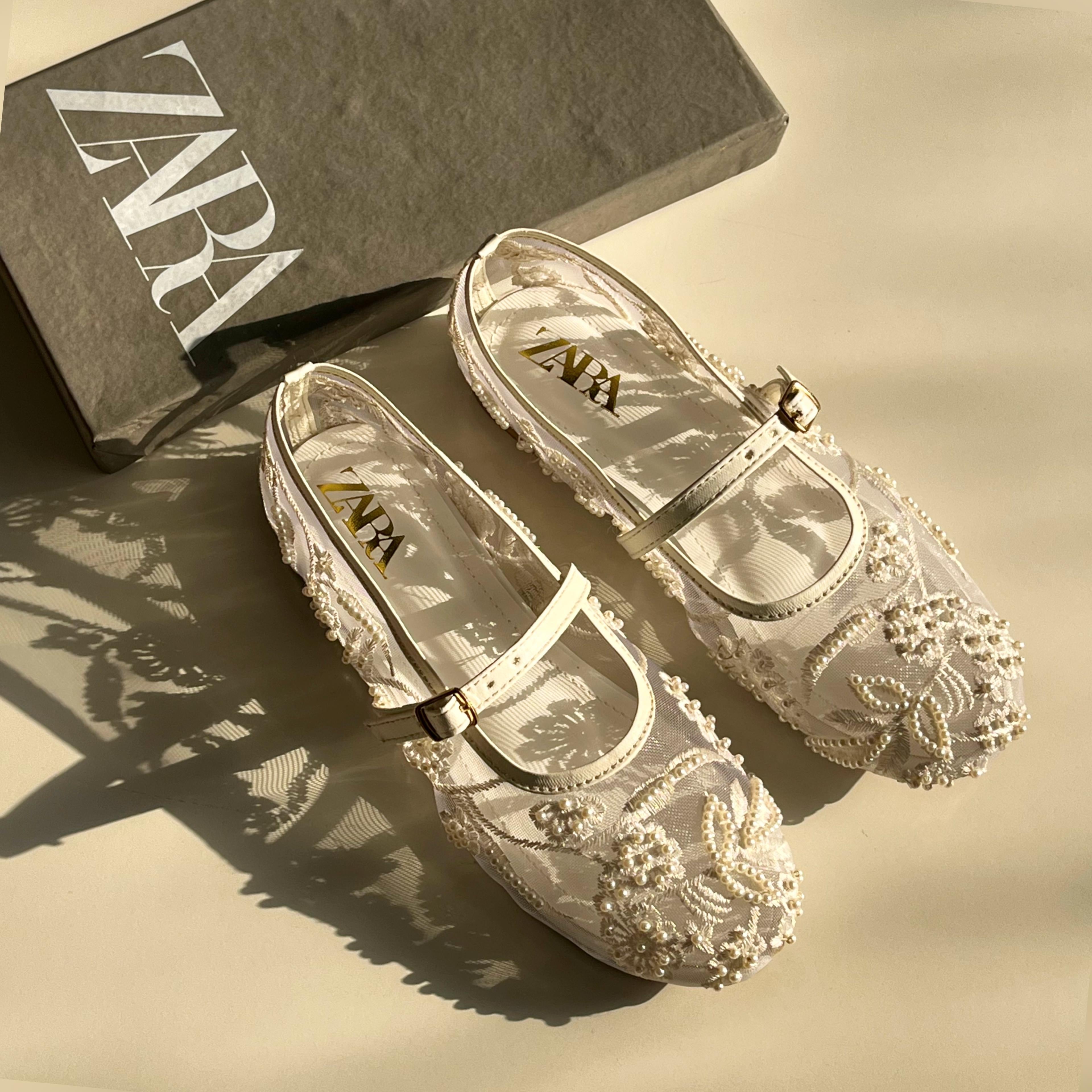ZARA - MESH BALLET FLATS EMBROIDED