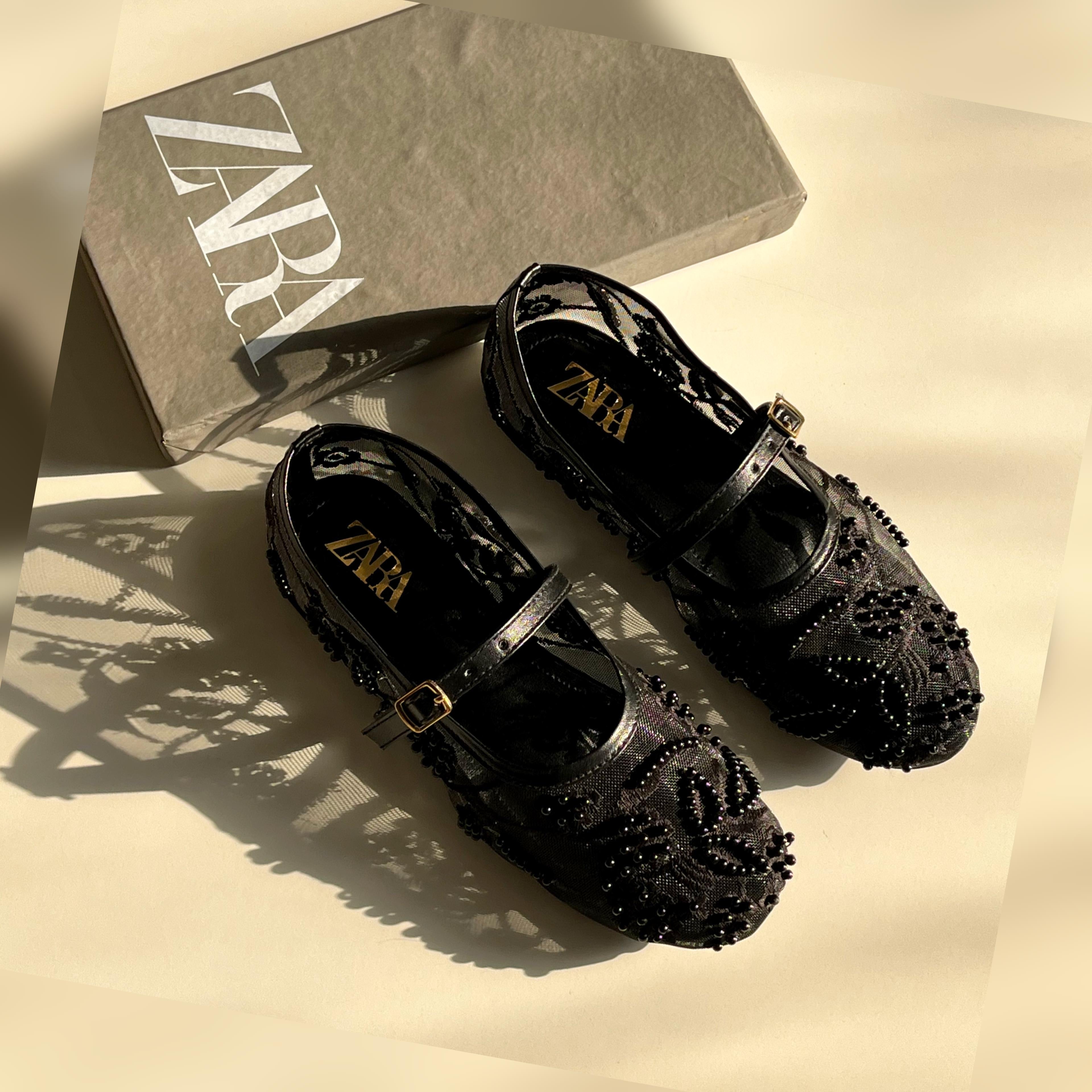 ZARA - MESH BALLET FLATS EMBROIDED