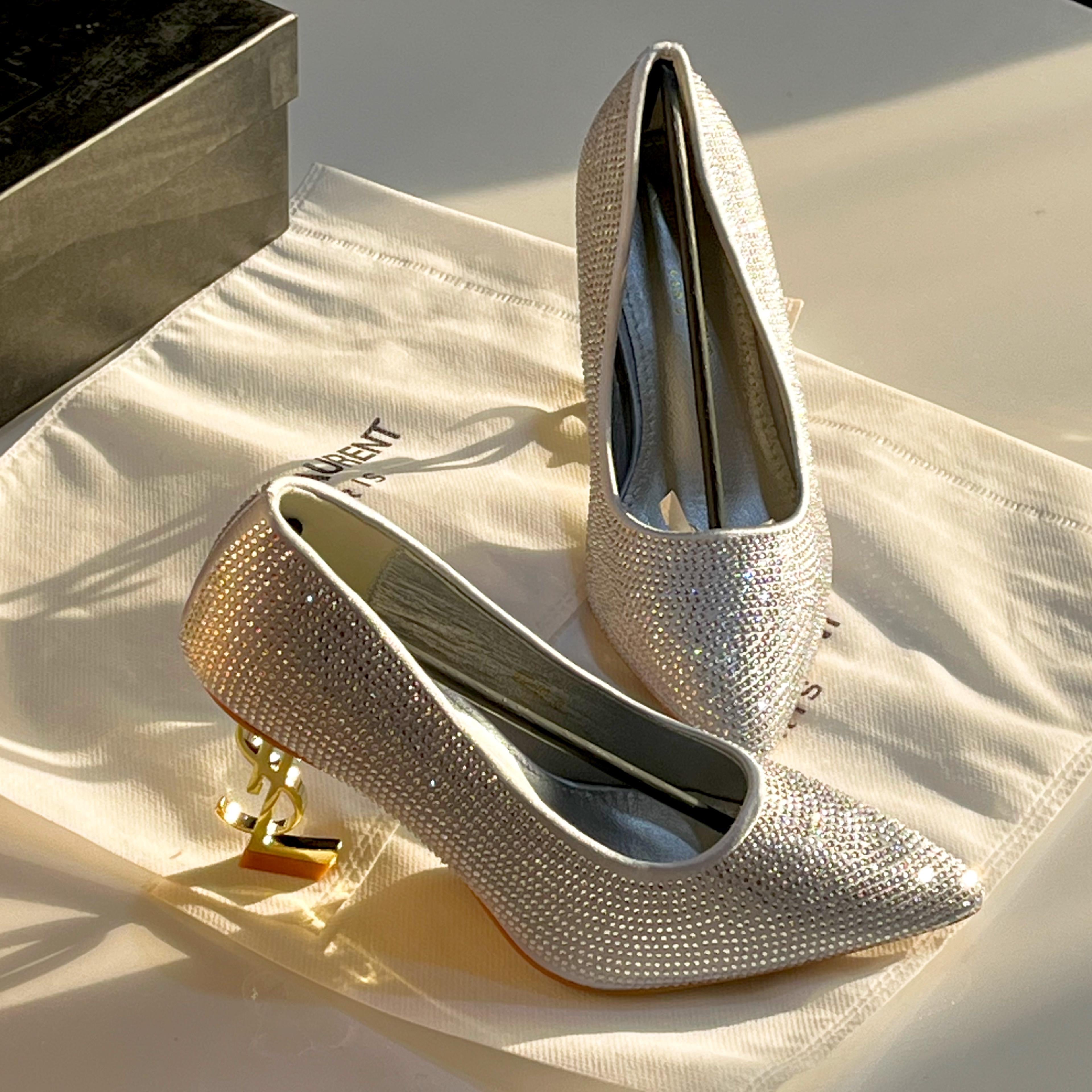 YSL- Silver CRYSTAL OPYUM PUMPS